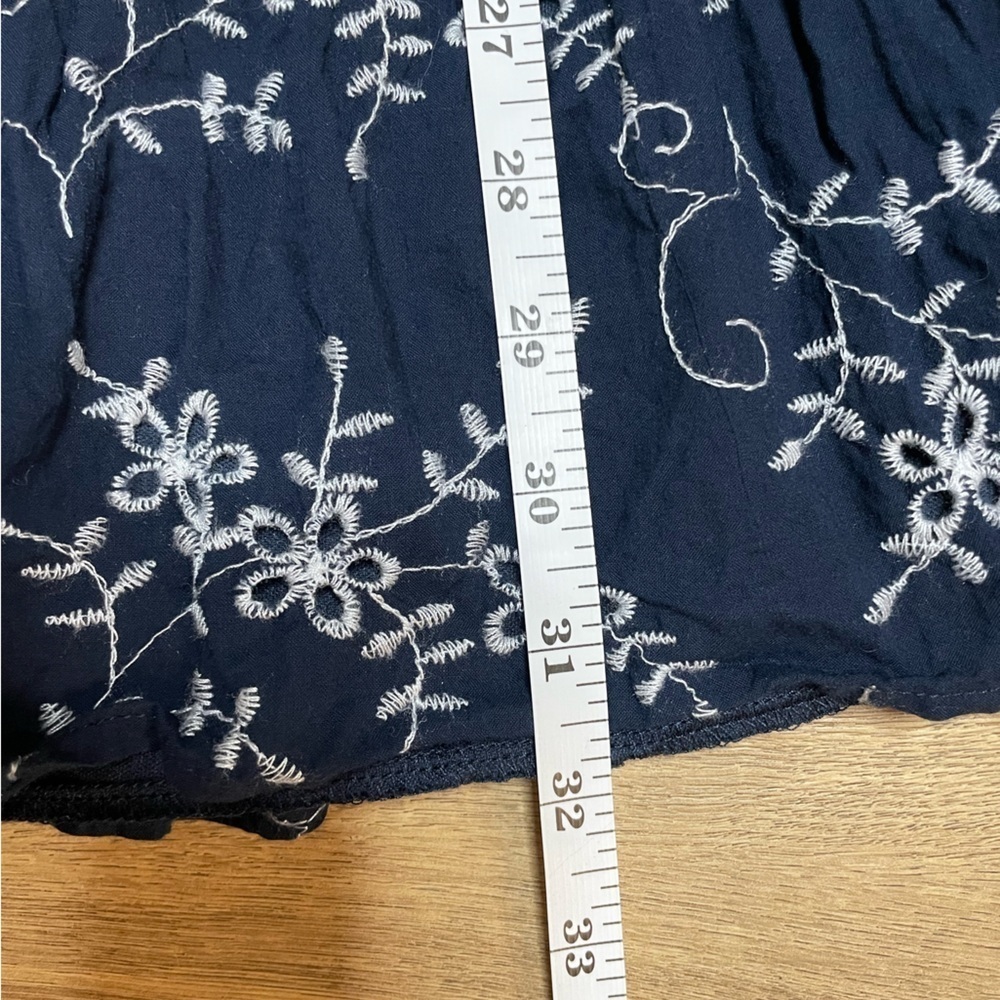 Elegant Navy Blue Floral Mini Dress 100% cotton - Picture 13 of 14